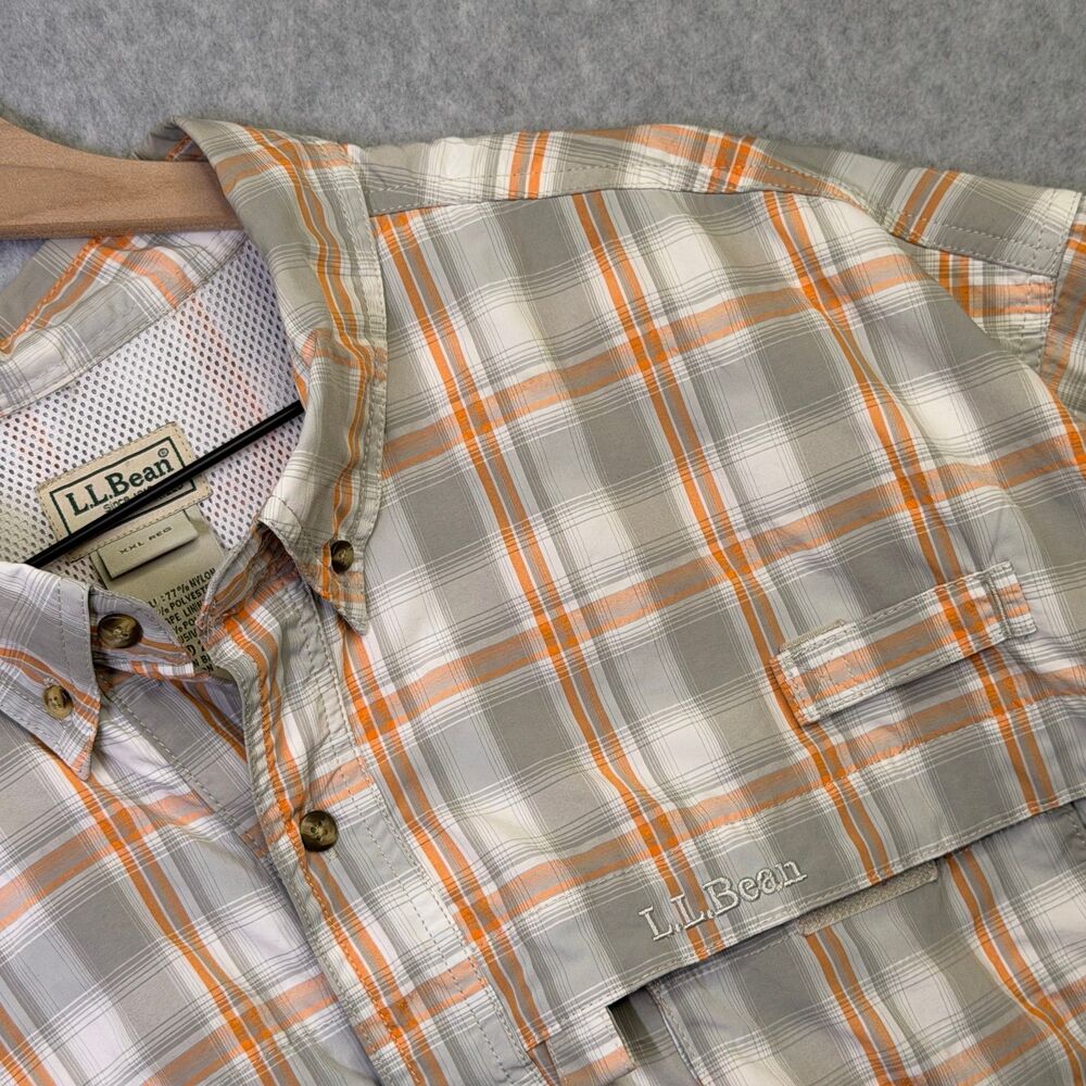 L.L. Bean XXL Plaid Fishing Shirt Vented Mesh Short Sleeve Outdoor
